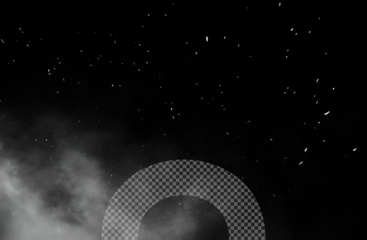 PSD powder particles explosion on transparent background