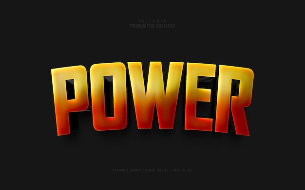 Power 3d bearbeitbarer Premium-PSD-Texteffekt