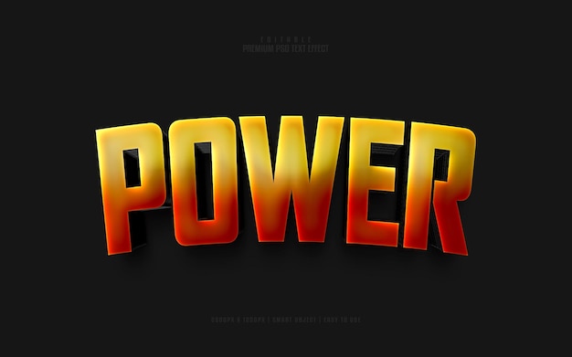 Power 3d bearbeitbarer premium-psd-texteffekt