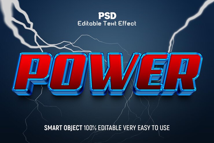 PSD power 3d editável psd estilo de efeito de texto