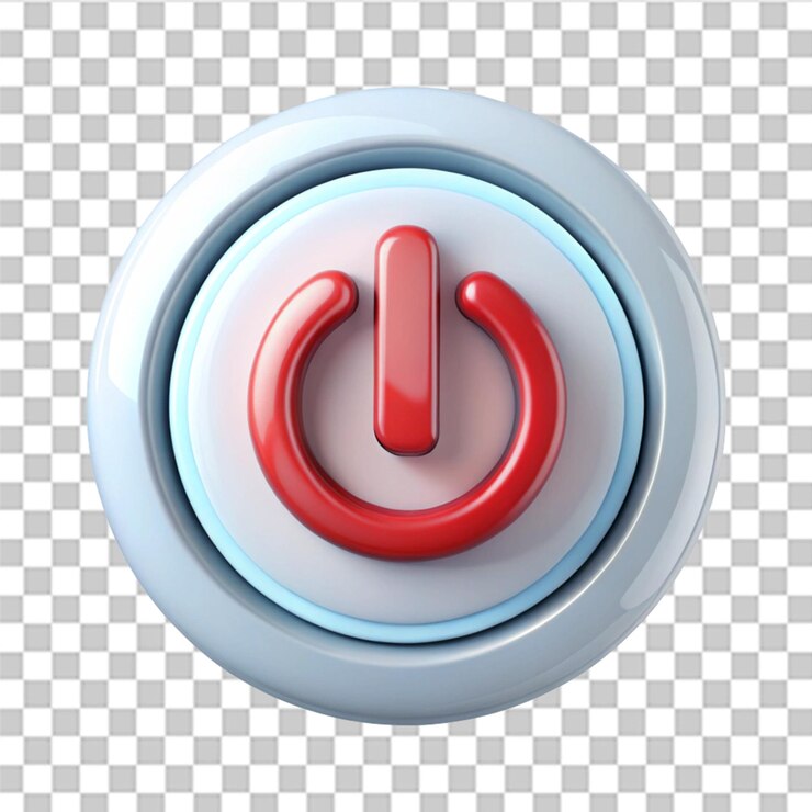 PSD power button icon with 3d modern style isolated on transparent background