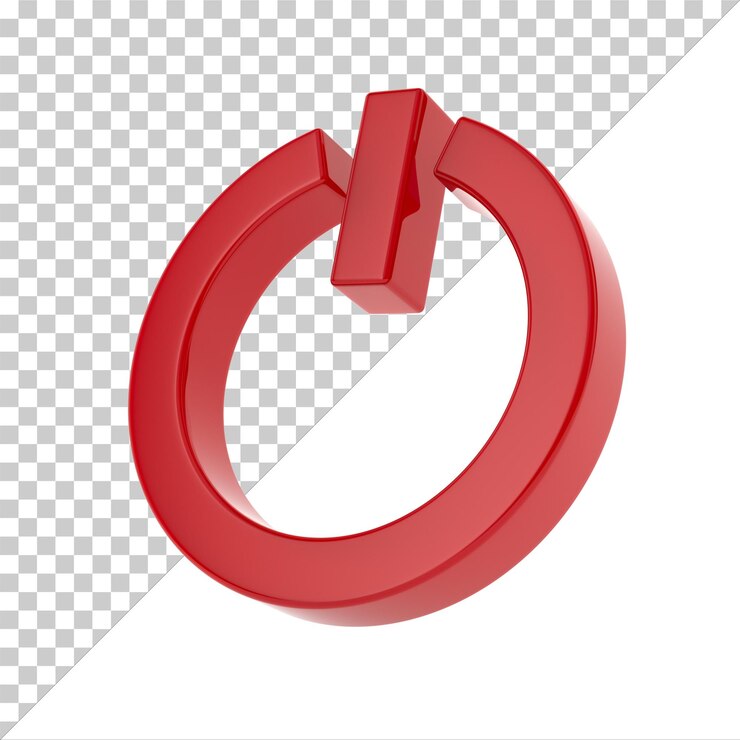 PSD power button on white background isolated 3d illustration