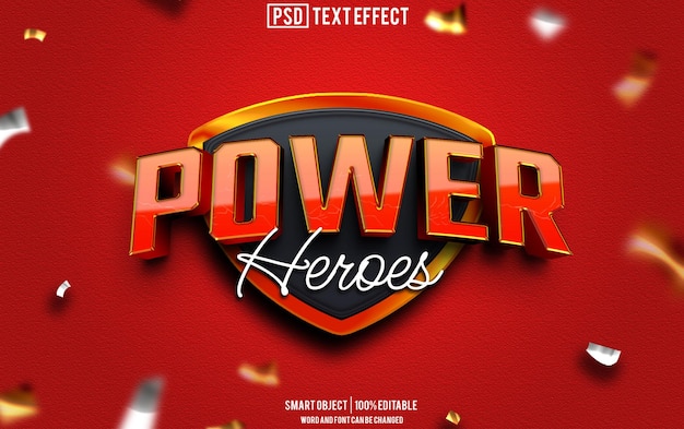 power heroes text effect font editable typography 3d text