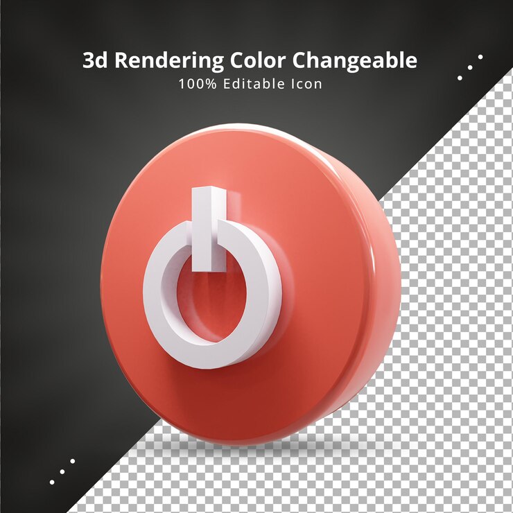 PSD power off 3d ui icon
