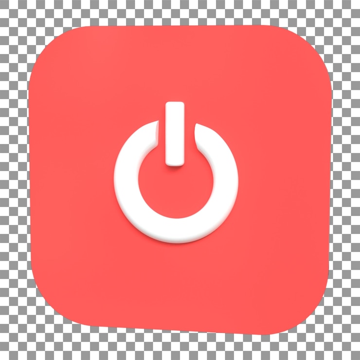 PSD power onoff 3d switch rendering red and white power button for web app