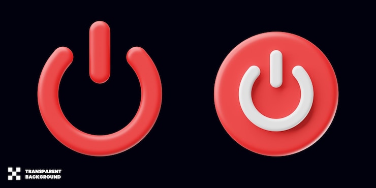 PSD power sign icon collection in minimalist 3d render