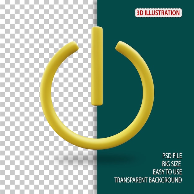 Power-Symbol uiux 3D-Symbolillustration mit transparentem Hintergrund