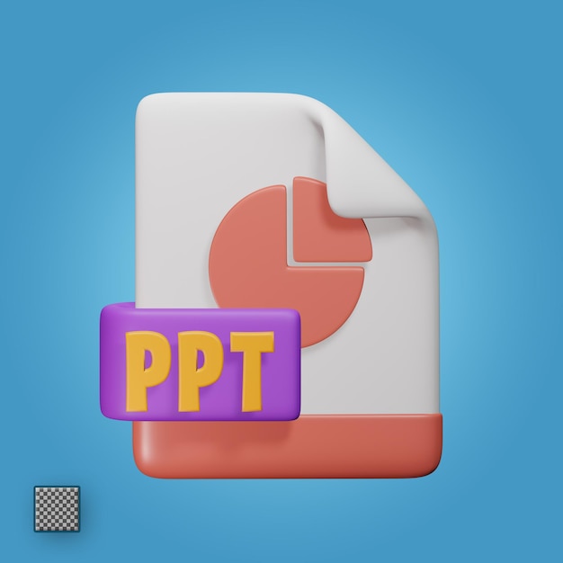 ppt file 3d render cute icon illustration folder file format