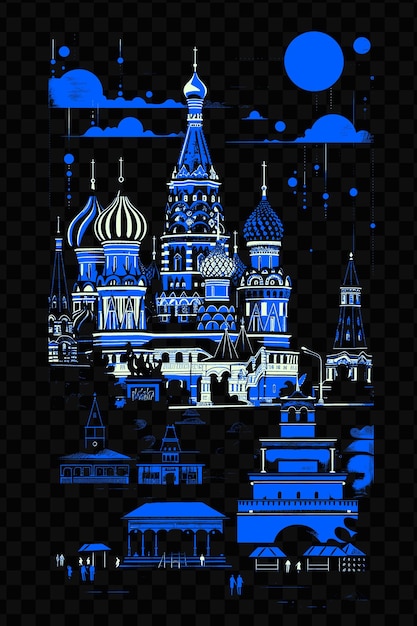 PSD praça vermelha de moscou com imponente escena de rua são basílio gato psd vector t-shirt tatuagem tinta scape art