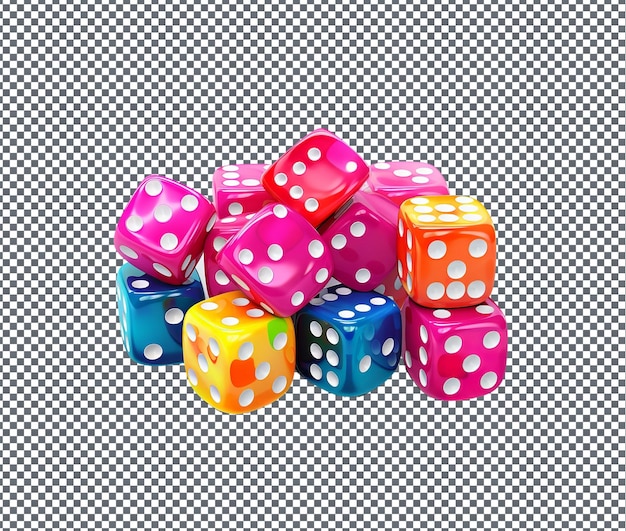 Prächtige Karnevalsspiele Würfel auf durchsichtigem Hintergrund