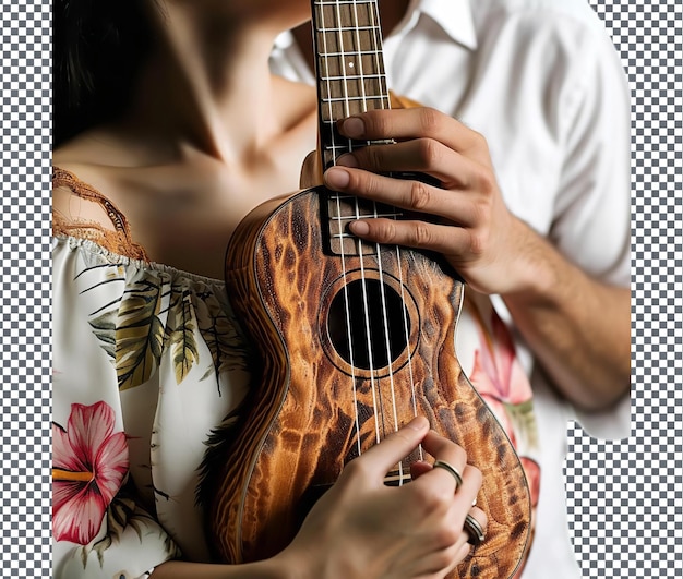 PSD prächtige romantische ukulele, isoliert auf durchsichtigem hintergrund