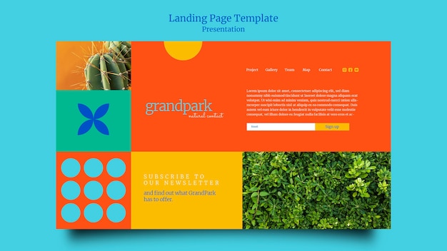 PSD präsentationsvorlage für landingpages im flachen design
