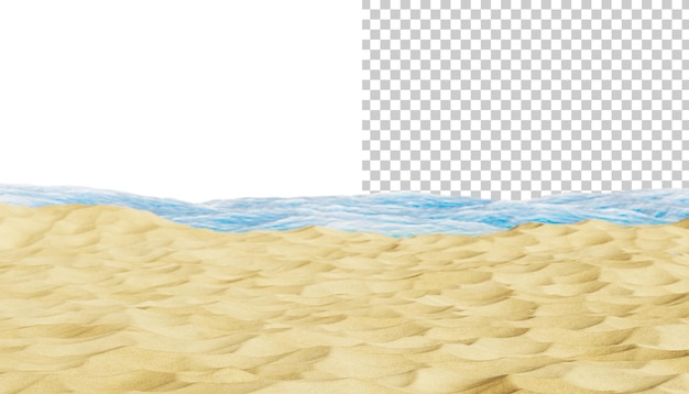 PSD praia de areia tropical e foco seletivo do oceano praia de verão textura de areia realista 3d renderização