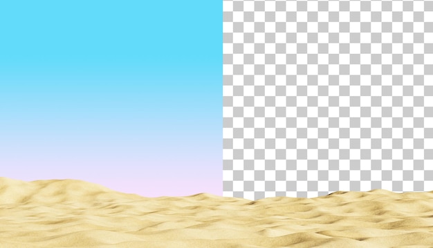 Praia de areia tropical isolada em um fundo branco praia de verão textura de areia realista 3d renderização