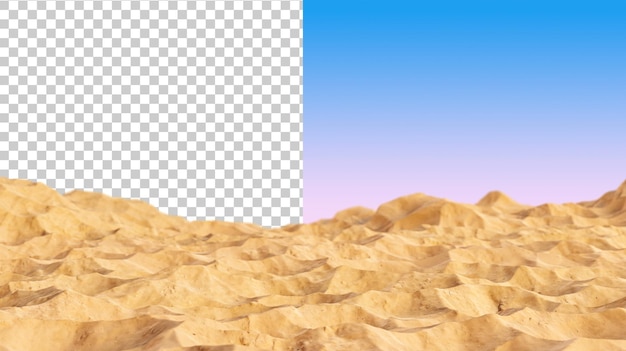 PSD praia de areia tropical isolada foco seletivo de praia de verão textura de areia realista 3d renderização