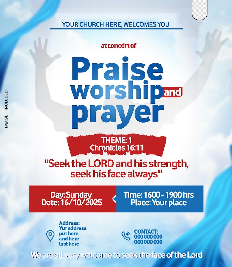 PSD praise worship prayer concert flyer template