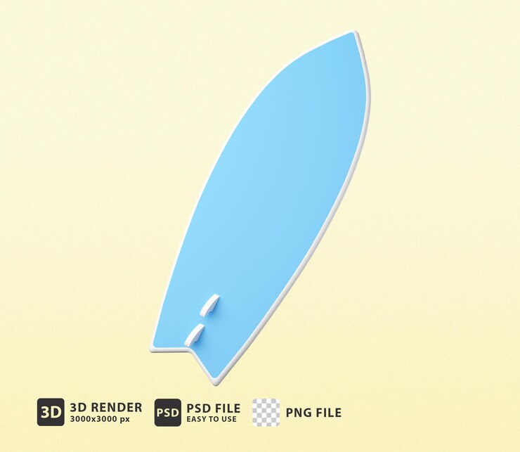 prancha de surf de ícone 3d