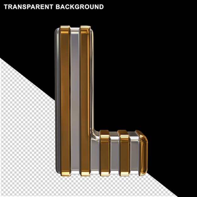 Prata com tiras verticais douradas letra maiúscula l