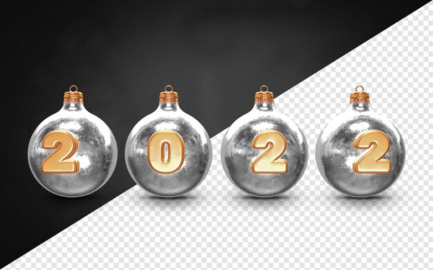Prata Feliz Ano Novo 2022 Bolas de decoração de Natal