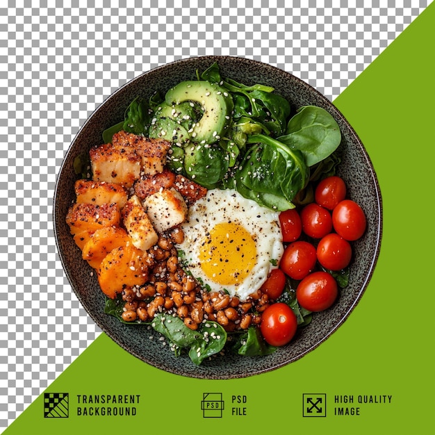 prato de alimentos dietéticos num prato sobre um fundo transparente