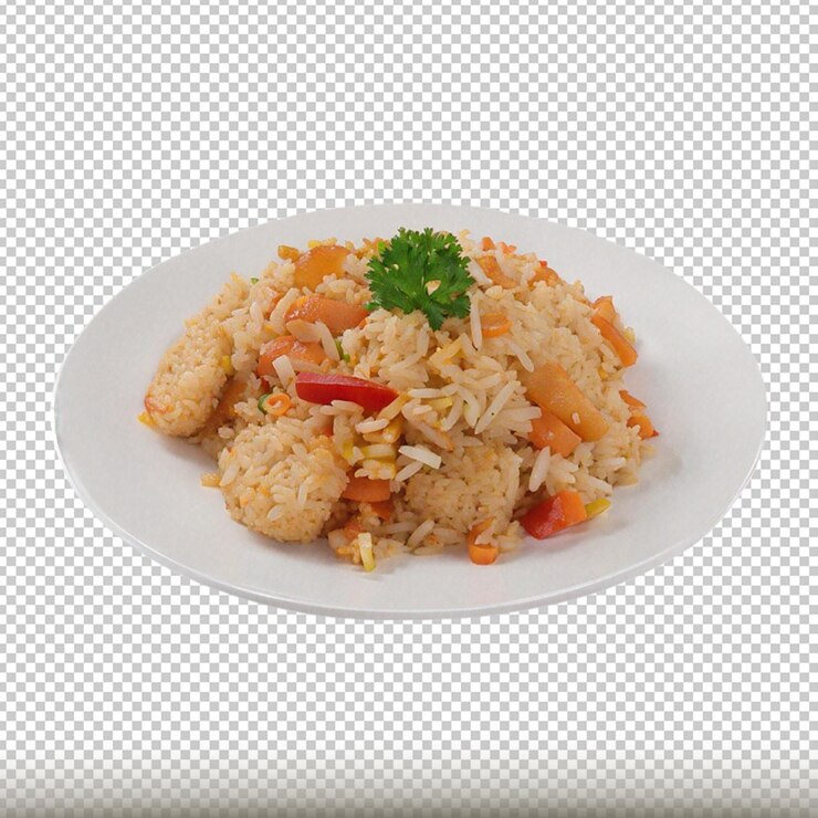 PSD prato de arroz frito isolado em fundo transparente