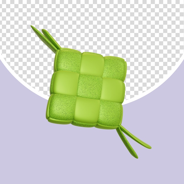 PSD prato de arroz tradicional ketupat 3d render element em verde