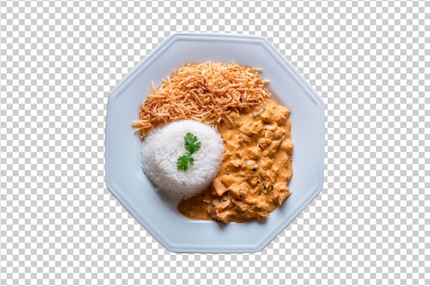 PSD prato de comida com estrogonofe png fundo transparente