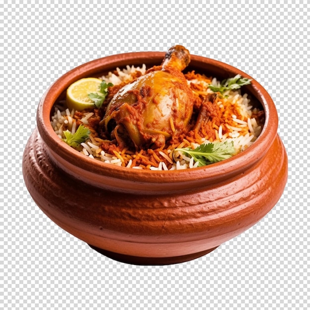 Prato de comida com frango e arroz ou biryani