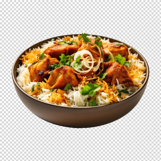 prato de comida com frango e arroz ou biryani
