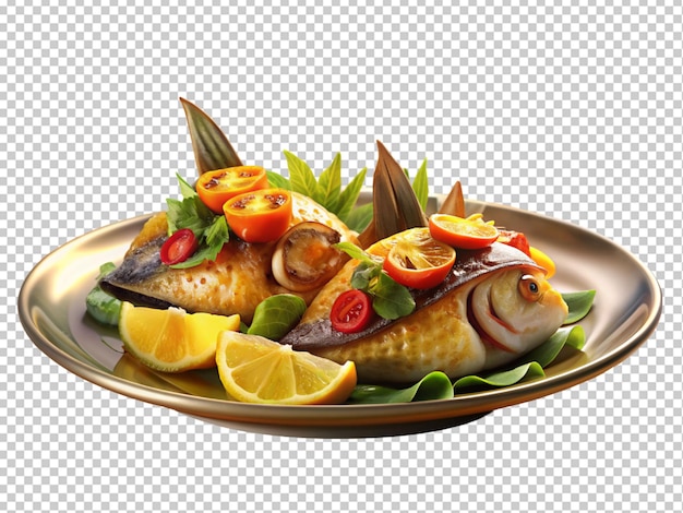 PSD prato de peixe cozido ao vapor com limões