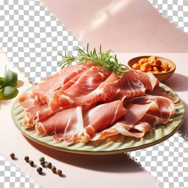 PSD prato de prosciutto de fundo transparente