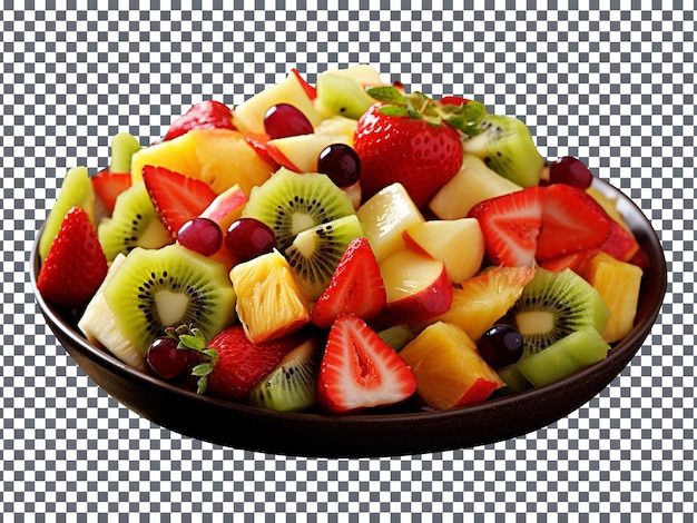 PSD prato de salada de frutas de mistura deliciosa isolado em fundo transparente