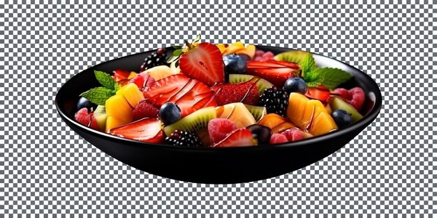 PSD prato de salada de frutas saborosa em fundo transparente