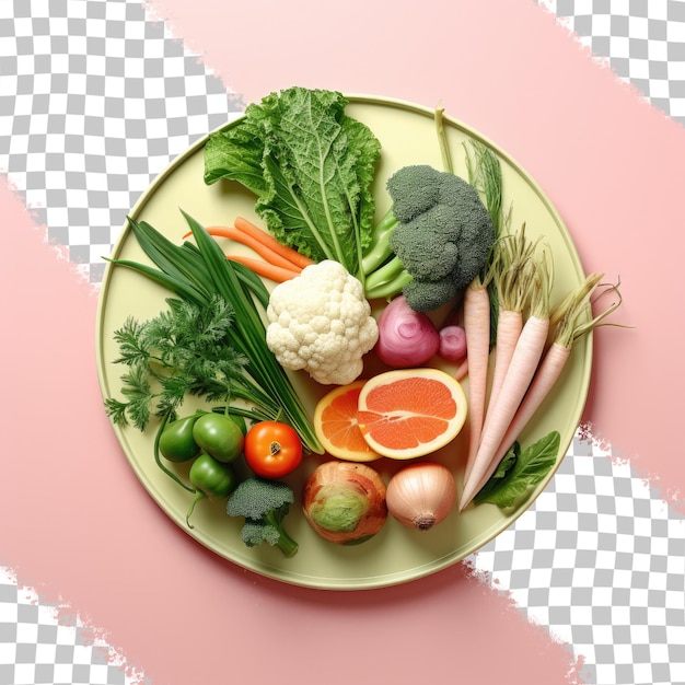 PSD prato de verduras e legumes frescos com fundo transparente