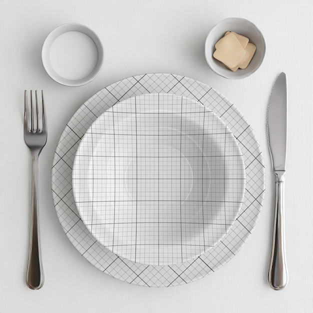 Pratos na mesa com garfos Mockup 01