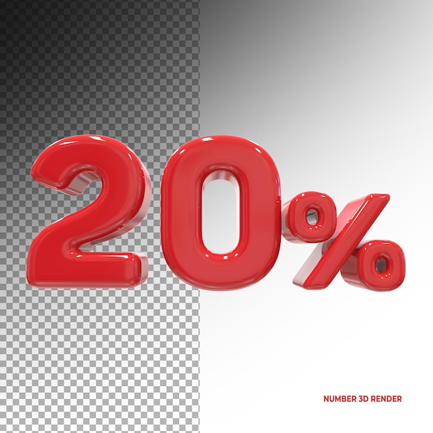 Precio de venta número 20 rojo por ciento lujo 3d render