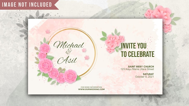 Preciosa tarjeta de invitación de boda floral