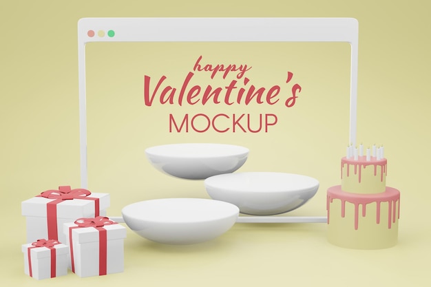 Precioso concepto de feliz día de san valentín en maqueta de renderizado 3d