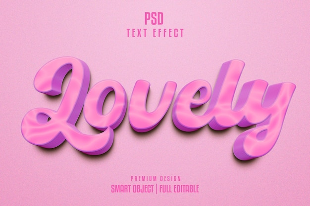 Precioso efecto de texto 3d editable psd rosa