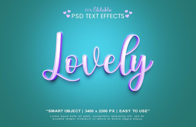 Precioso efecto de texto psd editable en 3d