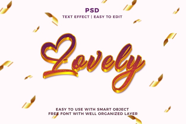 Precioso estilo de efecto de texto editable en 3D psd con fondo