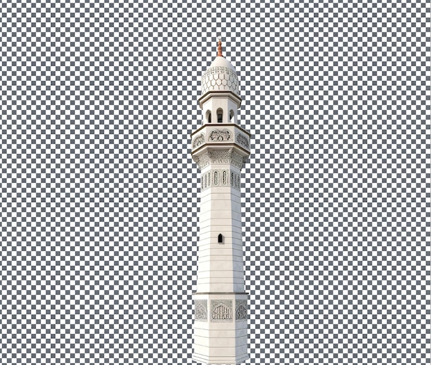 Precious minaret 3d-modell isoliert auf durchsichtigem hintergrund