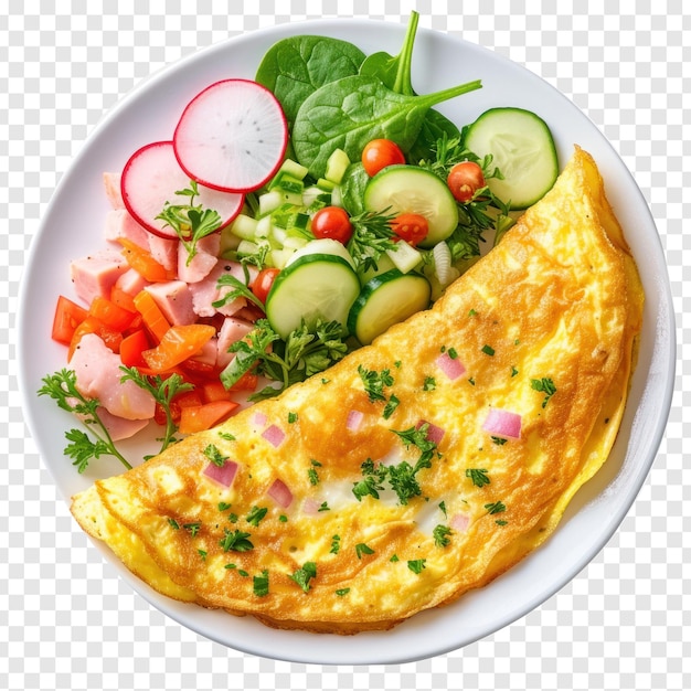 PSD preciso de uma foto de uma omelete de ovo sem tomates em fundo transparente psd