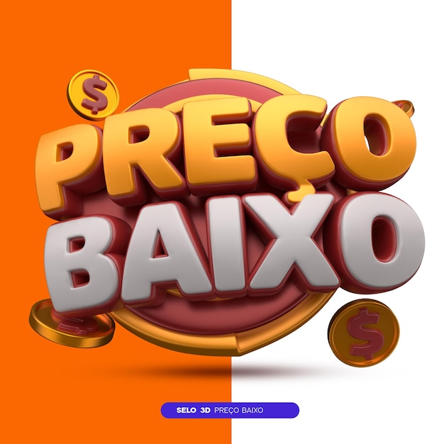 PSD preço baixo do selo 3d