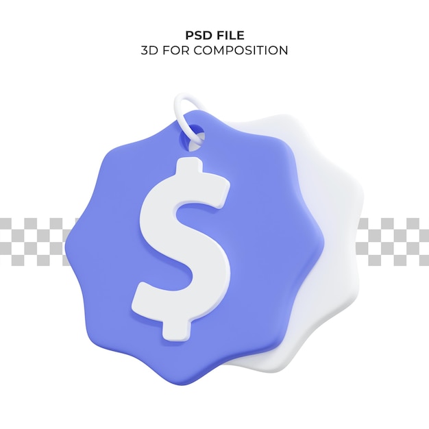 PSD preço de renderização 3d com dólar premium psd