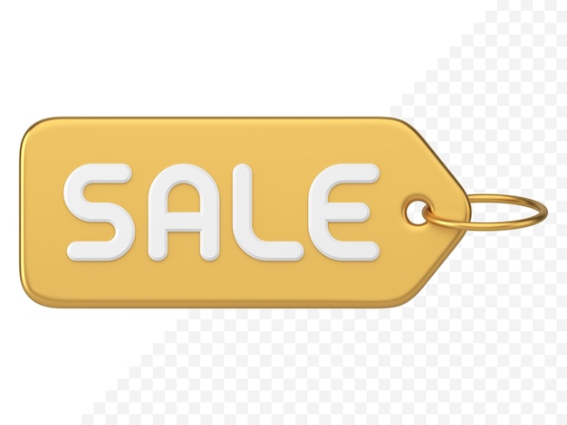 PSD preço de varejo de negócios premium metálico dourado de corda de etiqueta de venda fora do modelo realista de ícone 3d