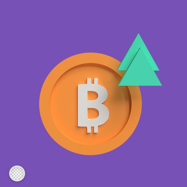 Preço do Bitcoin subindo ilustração 3D render