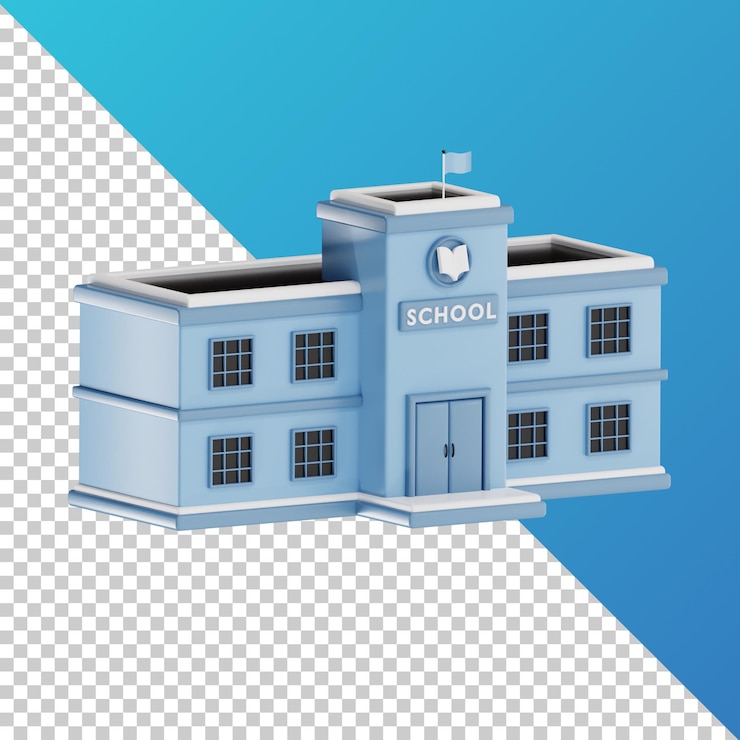 PSD prédio escolar 3d de alta qualidade render educação de fundo transparente pacote 3d