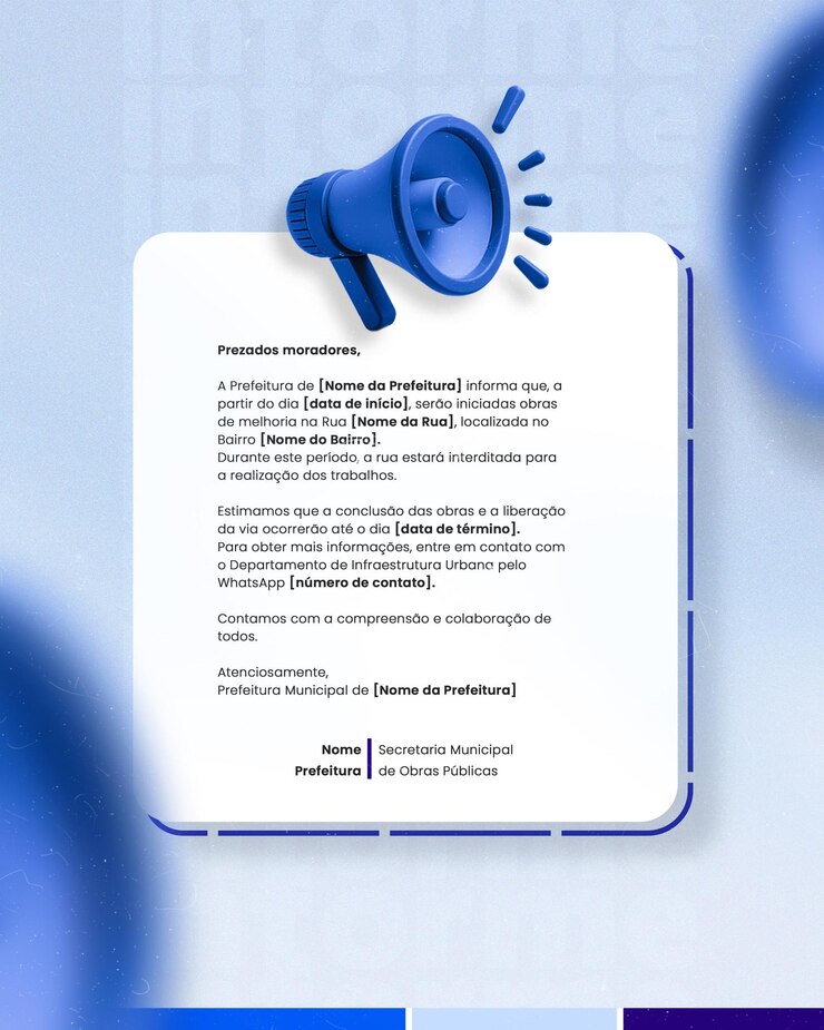 Prefeitura Comunicado Aviso informe Importante Annuncio Avviso Social Media Flyer PSD Editavel