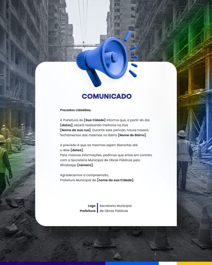 PSD prefeitura comunicado aviso informe importante anuncio aviso de las redes sociales flyer psd editavel